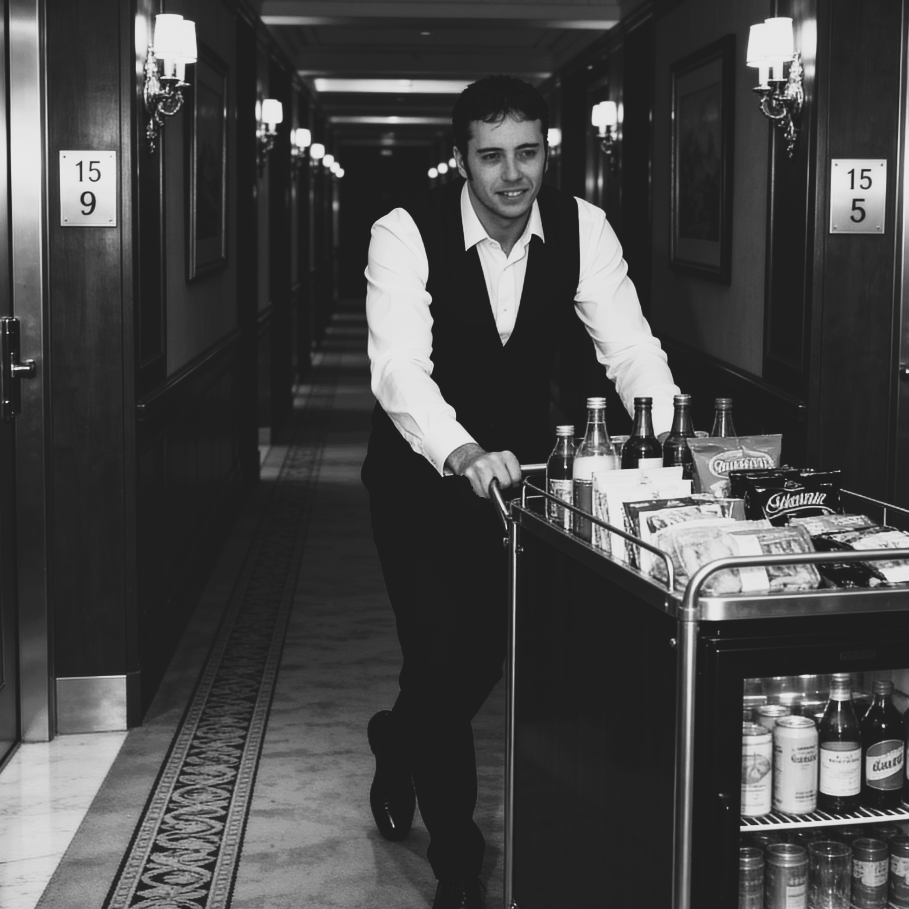 My very firt job in hotels - stocking mini-bars. Easily the hardest job i ever had in hotels, I then worked my way up to an In-room dining attendant here!